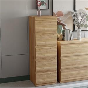 FORTE EDMORE Cassettiera alta 40 45 con 5 cassetti, decorazione in rovere Mauvella, 41,8 cm di larghezza x 128 cm di altezza x 42,2 cm di profondità