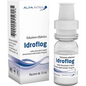 ALFA INTES IDROFLOG - Soluzione oftalmica con Acido Ialuronico 2 mg/ml e Idrocortisone 10 mcg/ml, 10 ml
