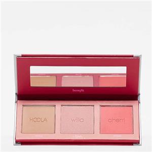 Benefit Chocolicious Cheeks - Palette di fard opaco da viaggio, morbido blush rosa neutro e rosso ciliegia brillante