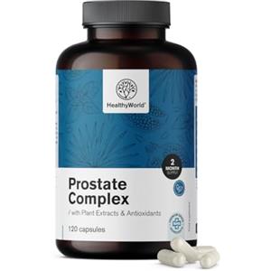 HealthyWorld® Complesso Per la Prostata - Per uomini - 120 Capsule Vegetali - Con Semi di Zucca, Melograno, Ortica, Saw Palmetto, Vitamina E, Zinco e Selenio - Supporto alla prostata
