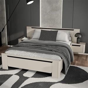 Forte VODOL - Struttura letto 160 x 200 cm, letto moderno con comodini integrati, in legno di cashmere, 256,5 cm di larghezza x 94 cm di altezza x 215,2 cm di profondità