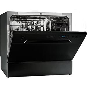 Klarstein Amazonia - Mini Lavastoviglie, Piccola, Posizionamento Libero, 6 Programmi, 2 Ripiani per Posate Estraibili, Aquastop, Tubo di Scarico Preinstallato, 1380 Watt, Amazonia 6, Nero