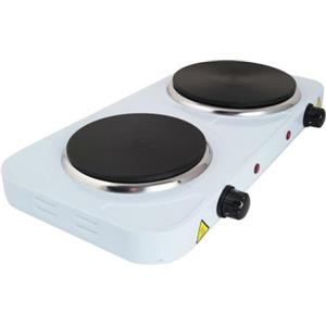 FLM SYSTEM Fornello Elettrico Da Campeggio, Fornello Elettrico 2 Piastre, 2500W, Doppia Piastra: 1000W + 1500W, Riscaldamento Rapido, Regolazione di Temperatura, Design Compatto e Portatile