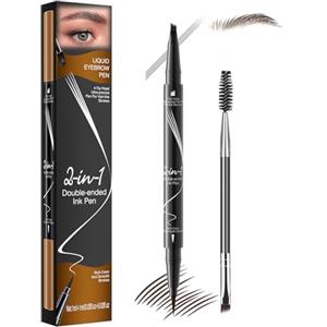 iwontalersy Penna Eyeliner E Sopracciglia 2 In 1,Liquid Eyebrow Fork Tip Pen,Impermeabile,Crea Una Forma Delle Sopracciglia Naturale E Duratura(Marrone scuro)