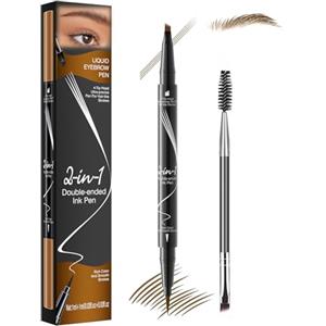 iwontalersy Penna Eyeliner E Sopracciglia 2 In 1,Liquid Eyebrow Fork Tip Pen,Impermeabile,Crea Una Forma Delle Sopracciglia Naturale E Duratura(Marrone Chiaro)