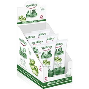 equilibra Corpo, Aloe Dermo-Gel, Gel Lenitivo a Base di Aloe Vera, Crema Corpo per Arrossamenti, Sollievo Dopo Sole, Post Depilazione o Rasatura, Rossori Gengive, Piedi Stanchi, 6 Pezzi da 75 ml