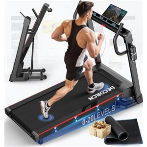 Decorcn Tapis roulant professionale per la casa Decorcn, pieghevole, con inclinazione, motore silenzioso, piano di corsa di grandi dimensioni,WiFi, Bluetooth, APP, marchio di qualità tedesco