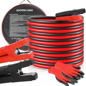 TLGREEN Cavi Avviamento per Auto, 4M 3000A 12V-24V, Sezione Trasversale di 50mm², Guanti e Borsa da Viaggio Inclusi, Cavi di Collegamento per Avviamento, Cavi Batteria Auto, Moto, Camper, Camion…