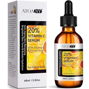 Frovetani Vitamin C Serum 60ml, Siero Vitamina C con acido laluronico, vitamina E, aloe, Formula Naturale Antirughe con Acido ferulico, Biologico,Vegano,Idratante e Illuminante. Ideale anche Come Crema Contorno