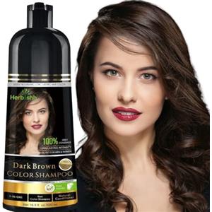 Herbishh Hair Color Shampoo for Gray Hair-Natural Hair Dye Shampoo-Colors Hair in Minutes - Long-lasting color- 500 Ml - 3-In-1 Hair Color - Ammonia-Free | Herbishh (Dark Brown)