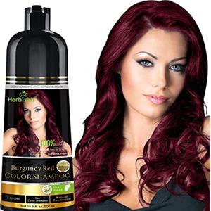 Herbishh Hair Color Shampoo for Gray Hair-Natural Hair Dye Shampoo-Colors Hair in Minutes - Long-lasting color- 500 Ml - 3-In-1 Hair Color - Ammonia-Free | Herbishh (Burgundy)