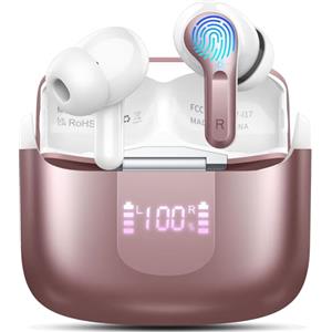 Ordtop Cuffie Bluetooth, 2025 Auricolari Bluetooth 5.4 con 4 HD ENC Cancellazione Rumore Mics, 40 Ore HiFi Stereo Cuffie Wireless con LED Display USB-C, IP7 Impermeabili Cuffiette Bluetooth per Android/iOS