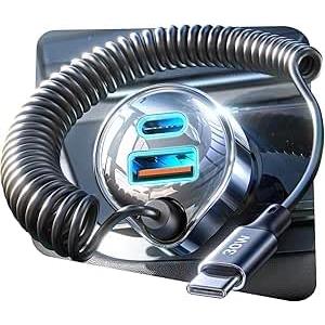 LISEN Caricabatteria da Auto Ricarica Rapida 65W+30W USB C Cavo Accendisigari da Auto Tipo C PD&QC 3.0 Adattatore Caricabatteria da Auto per iPhone 16 15 14 Pro MAX, Galaxy S24 S23 Xiaomi, iPad