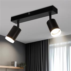 Ketom Faretti LED Soffitto Orientabili, GU10 Faretti da Parete Interno Nero, Plafoniera Faretto con 2 Luce, Lampadario Faretto da Soffitto Moderno, per Barra, Cameretta, Cucina, Senza Lampadina