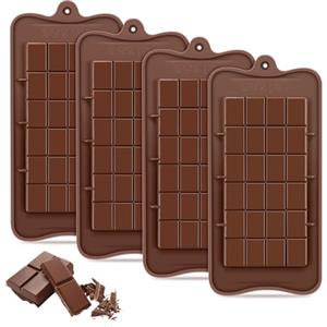 GlasFlength Stampi in Silicone per Cioccolatini, 4 pezzi Stampo per Cioccolato con 24 Cavità Stampi Cioccolato Antiaderenti Riutilizzabili per Fatti in Casa Praline Caramelle Barre Energetiche