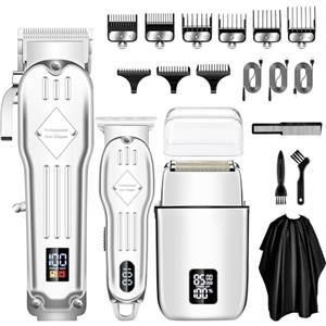Kuxssul Tagliacapelli Uomo Professionale e Tagliabordi Kit,Rasoio Elettrico Barba,Foil Shaver Rasoio, per Casa/Barbiere/Salone