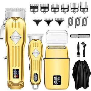 Kuxssul Tagliacapelli Uomo Professionale e Tagliabordi Kit,Rasoio Elettrico Barba,Foil Shaver Rasoio, per Casa/Barbiere/Salone