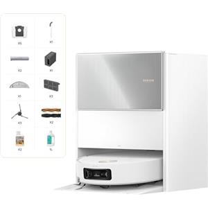 DREAME Aqua10 Ultra Roller Complete Robot Aspirapolvere, Autopulizia Rullo, Supera Ostacoli da 8cm, Auto-Svuotamento, Aspirazione 30.000 Pa, Evita Oltre 240 Oggetti, Controllo Vocale Intelligente