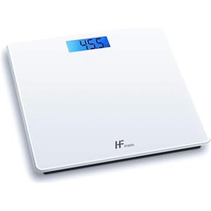 HomeFashion Bilancia Pesapersone elettronica digitale da bagno, piattaforma 28x28cm portata 180KG display retroilluminato controllo del peso (bianca)