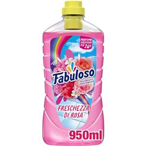 Fabuloso Detersivo Pavimenti Freschezza di Rosa 950ml | Detergente Multiuso | 100% Pulizia Istantanea | Profumo per 24 ore | Formula Biodegradabile al 98% | 99% Ingredienti di Origine Naturale