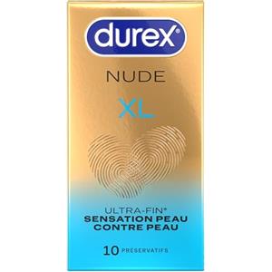 Durex Nude XL - 10 preservativi da uomo ultra sottili e extra larghi, larghezza nominale 60 mm