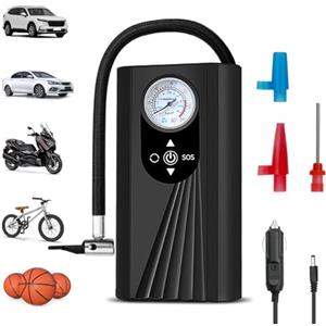 Noxtioanip Compressore Aria Portatile, Electric Air Pump con Pressure Gauge, Compressore Portatile per Auto Aria, Mini Compressore Pompa ad Air, per Auto, Moto, Bicicletta, Monopattino, Palla