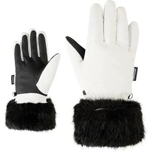 Ziener Guanti da sci LILION-Z da ragazza, per sport invernali, con polsini in pelliccia sintetica, antivento, impermeabili, bianco, 5,5