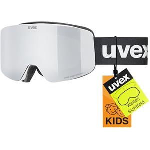 Uvex pwdr FM - maschera da sci per bambini - categoria di filtro 2 - privo di appannamenti - black matt dl/ruby-clear - one size