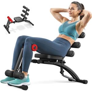 MERACH Macchina per Addominali, Panca per Sit-Up Regolabile, Attrezzo per Addominali per Home Gym per Addominali Fianchi Gambe, Max 136KG, per Sit-Up/Bicicletta Aerea/Sollevamenti Gambe ECC., Nero