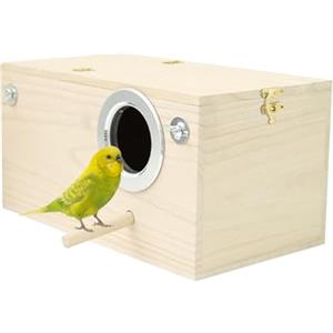 Generico Casetta per Nidi per Uccelli - Cassetta in Legno con Posatoio per Parrocchetti | Nido per Gabbia E Nidificazione | Rifugio Naturale da Esterno per Uccellini Domestici