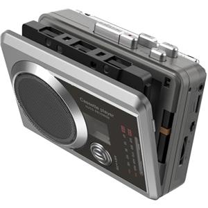 Mersoco Lettore registratore a cassette portatile e radio AM/FM, lettore di cassette compatto con jack per cuffie da 3,5 mm, altoparlante integrato, alimentato a batteria/USB
