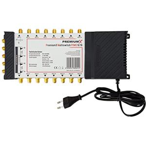 Premium X PremiumX PXMS 9/16 Multischalter mit Netzteil Multiswitch 2 SAT für 16 Teilnehmer Satverteiler Digital HDTV FullHD 4K UHD 8K