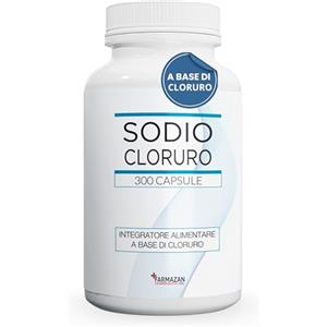 Farmazan Sodio Cloruro 300 Capsule, Integratore Elettroliti Complex 500mg per Capsula, Cloruro di Sodio Puro per Digestione e Idratazione, Integratore Elettroliti Senza Zucchero
