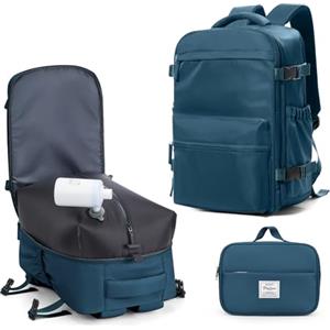 BOXSAM Zaino Sottovuoto Viaggio Con Pompa Zaino Easyjet 45x36x20 Aereo Bagaglio a Mano Zaini 15.6 Pollici Porta PC Casual Impermeabile Daypack Borsa da Cabina per Donna Uomo Blu
