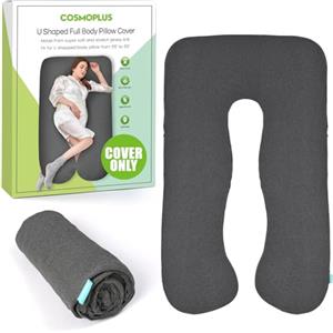 COSMOPLUS Federa per cuscino a forma di U per la maternità, tessuto jersey elasticizzato e traspirante, fornisce supporto per il sonno e la gravidanza, grigio melange