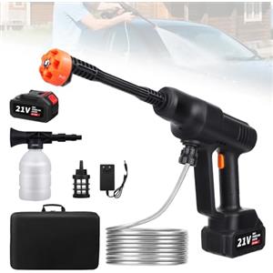 Strixorn 21V Idropulitrice a Batteria,Idropulitrice Professionale Portatile con 2 Batterie da 2500mAh,IdropulitricePortatile con Ugelli 6 in 1,Tubo da 5M,Serbatoio in Schiuma, IdropulitriceSenza Fili per Auto