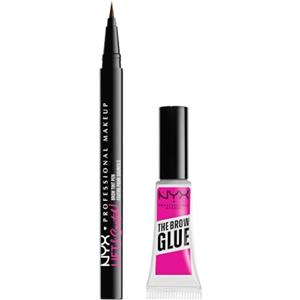 NYX Professional Makeup Kit Sopracciglia con Gel The Brow Glue e Penna Lift & Snatch, Effetto Laminazione, Sopracciglia Piene e Definite, Tenuta Estrema Fino a 16H