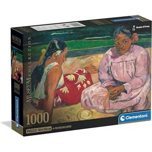 Clementoni - Puzzle 1000 Pezzi Arte per Adulti e Ragazzi, Museum Collection, Tema Femmes de Tahiti di Gauguin, con Poster Incluso, Compact Box, Idea Regalo Uomo e Donna, Made in Italy, 70x50 cm, 39975