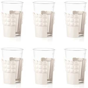 Guzzini Tiffany Set di 6 Portabicchieri Universali Bianco Latte - Materiale Acrilico Riciclabile, Dimensioni 13,4 x 8 x h16,5 cm