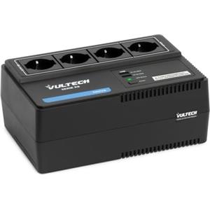 VulTech UPS700VA-XS UPS a Ciabatta Multipresa 700VA 390WA, Gruppo di continuità Tecnologia Line Interactive AVR, 4 Shuko per PC e modem, 2 USB per Smartphone e Tablet NO NAS/MAC