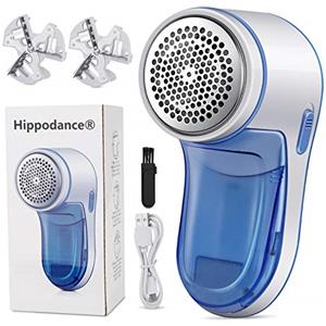 Hippodance Levapelucchi Elettrico,Leva Pelucchi Elettronico,Togli Pelucchi Elettrico per Abiti e Tessuti,Ricaricabile via USB, con Spazzola e Lame di Ricambio (blu)