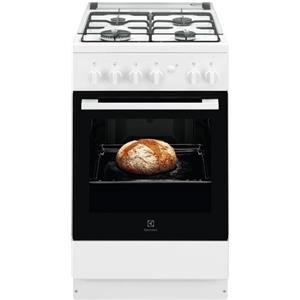 Electrolux LKK500000W - Cucina a gas con forno elettrico statico, 50 cm, 56 L, Classe A, 4 fuochi, accensione elettronica, vano portaoggetti, Bianco