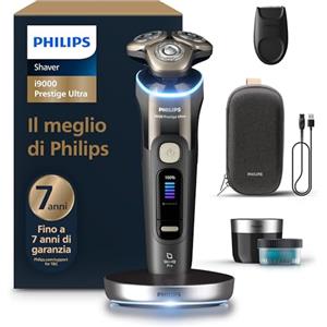 Philips Shaver i9000 Prestige Ultra, rasoio elettrico Wet & Dry, tecnologia Skin IQ Pro, triplo sistema Lift & Cut, lame di precisione NanoTech 360º, 5 modalità di rasatura, modello XP9405/31