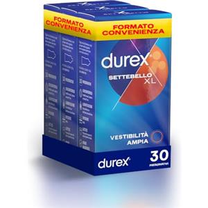 Durex Settebello XL, Preservativi Extra-Large, 30 Profilattici