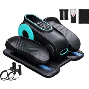 Morelax Ellittica Sotto la Scrivania, Ellipse Leg Exerciser per Anziani Completamente Assemblata, Silenziosa e Portatile, Pedaliera Elettrica con Fasce di Resistenza, Telecomando e 12 Velocit