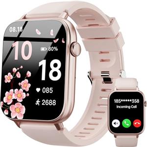 OUKITEL Smartwatch Rosa 1.83" HD per Donna Uomo, Orologio Intelligente con Chiamate Bluetooth, 100+ Sport, Cardiofrequenzimetro, Sonno, SpO2, Contapassi, IP68 Impermeabile Fitness Tracker