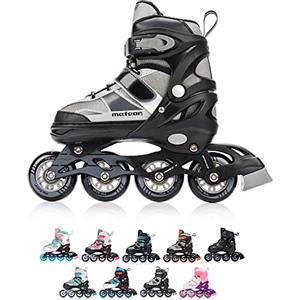 Meteor Pattini in Linea Bambini Gioventù Dimensione Regolabile Rollerblades Cuscinetti ABEC-7 Ruote PU (M, ROX Grey)
