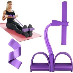Flintronic Fascia di Resistenza a Pedale, Corda Elastica con 4 Tubi, Corda Elastica di Trazione Multifunzione, Elastico con Pedali, Allenatore Addominali per Vita/Bracci/Gambe/Dimagrante/Allenamento