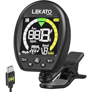 LEKATO Accordatore 3 in 1 per chitarra, metronomo, generatore di toni, ricaricabile, accordatore a clip, schermo a colori per chitarra, basso, ukulele, violino, modalità di sintonizzazione cromatica