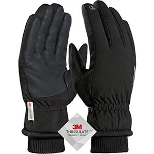 TRENDOUX Guanti Uomo Invernali, Sport Running Escursionismo Alpinismo Ciclismo Neve Bici, Guanti Moto Riscaldati Donna Sottili, Touch Screen Termici, Guanti Sci - Nero L